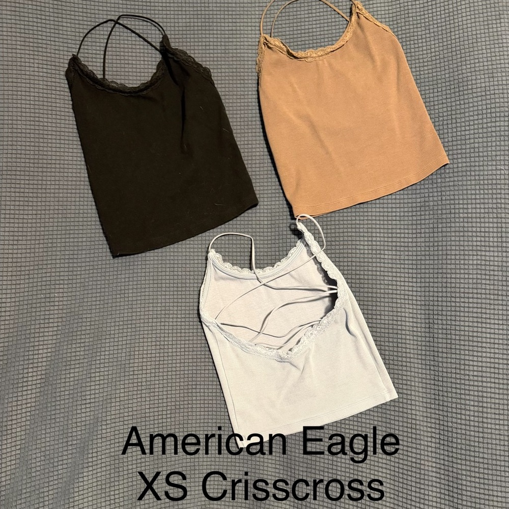 American Eagle Outfitters Camisole Trio - Black, Tan, White